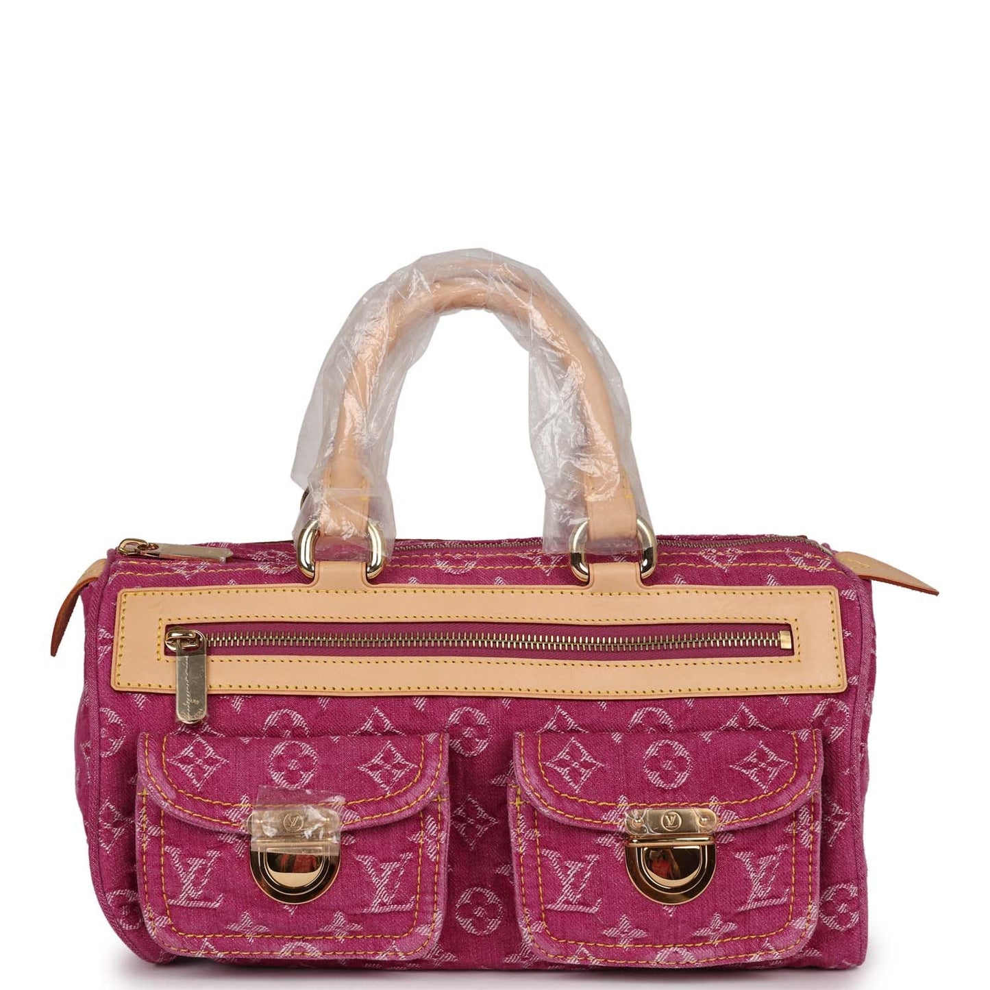 Vintage Louis Vuitton Neo Speedy Pink Denim Monogram Gold Hardware