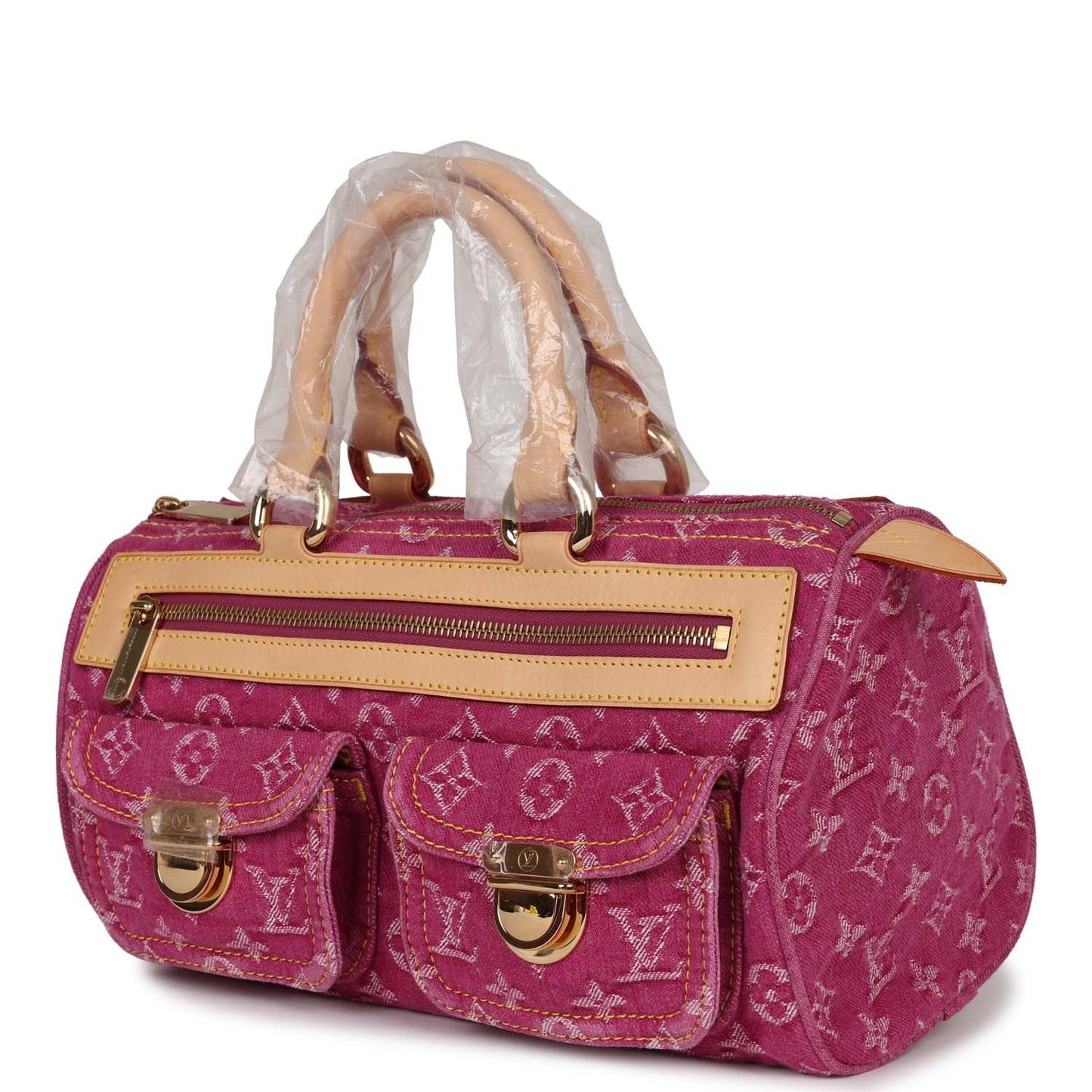 Vintage Louis Vuitton Neo Speedy Pink Denim Monogram Gold Hardware