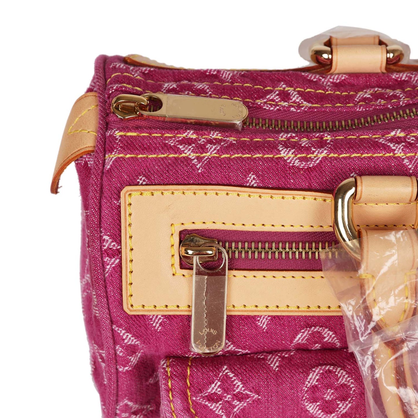 Vintage Louis Vuitton Neo Speedy Pink Denim Monogram Gold Hardware