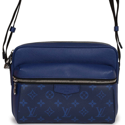 Louis Vuitton Outdoor Messenger Blue Taiga Monogram Silver Hardware