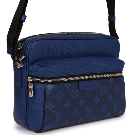 Louis Vuitton Outdoor Messenger Blue Taiga Monogram Silver Hardware