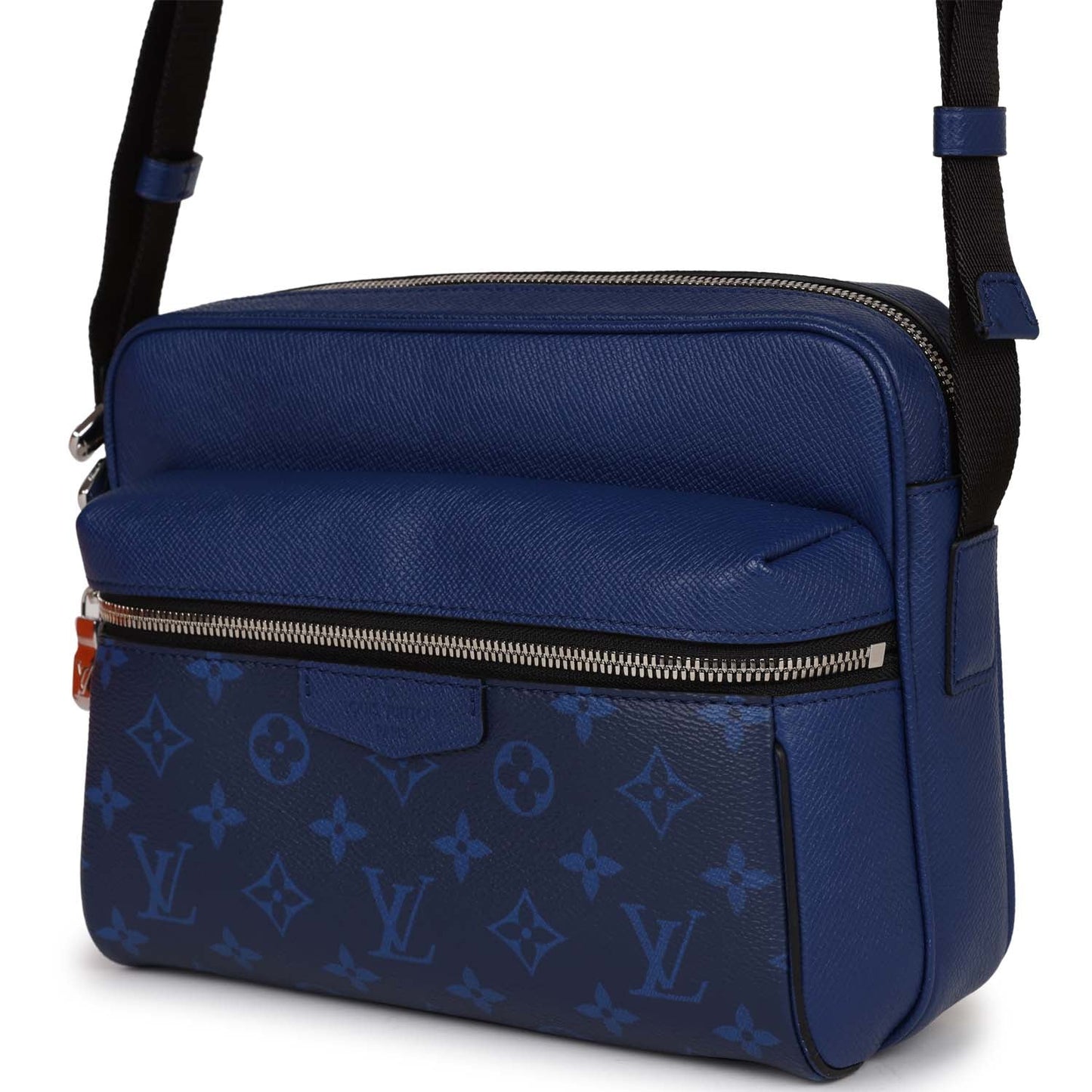 Louis Vuitton Outdoor Messenger Blue Taiga Monogram Silver Hardware