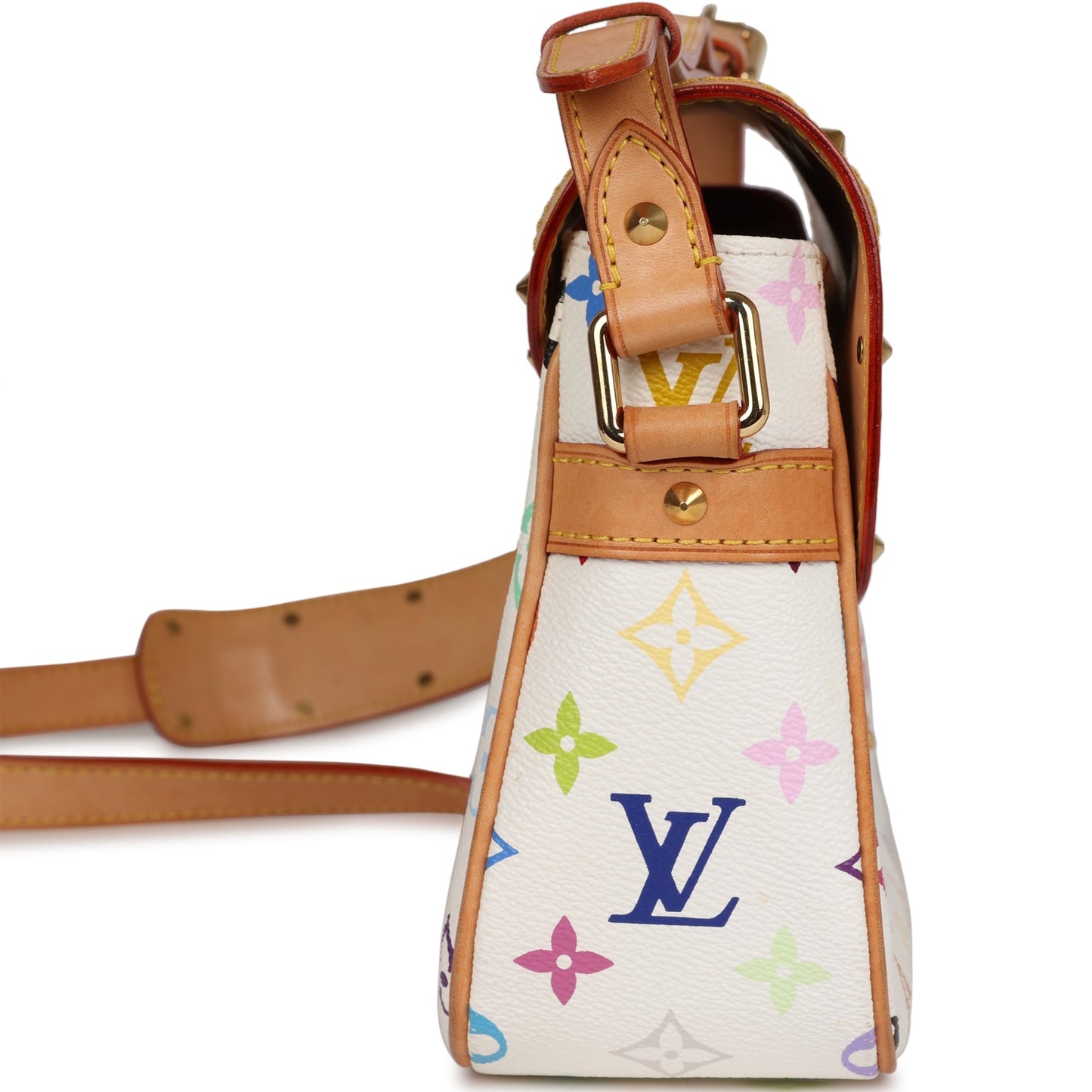 Vintage Louis Vuitton Sologne White Multicolor Canvas Gold Hardware