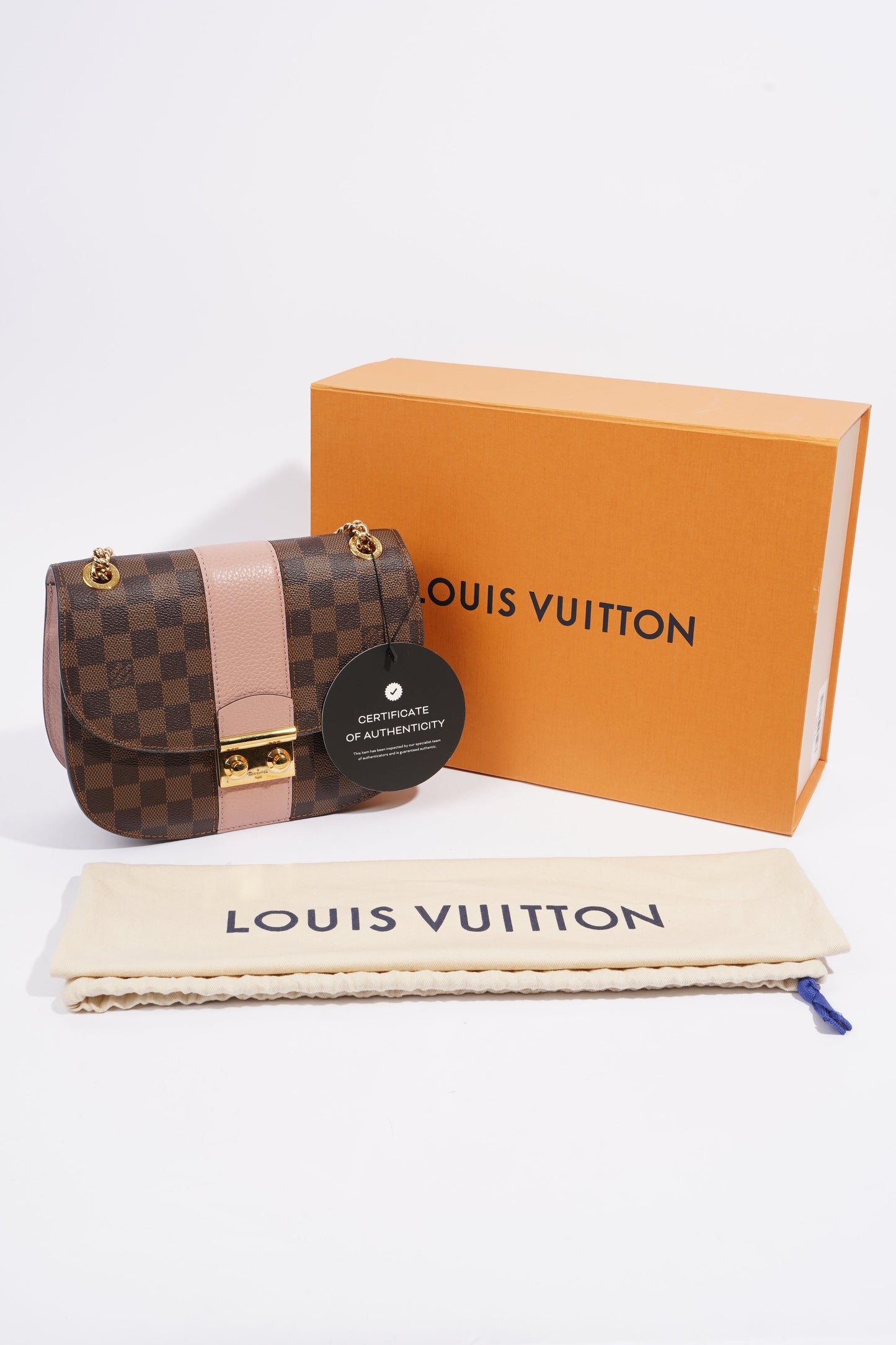 Louis Vuitton Wight Chain Shoulder Bag Damier Ebene / Pink Coated Canvas