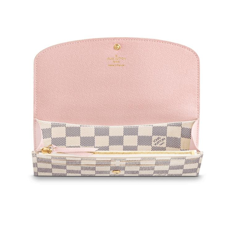 Louis Vuitton Damier Azur Emilie Wallet Rose Ballerine