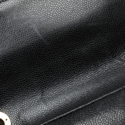 Chanel CC Caviar Vertical Quilted Single Flap Bag Leather Shoulder Bag in Good condition