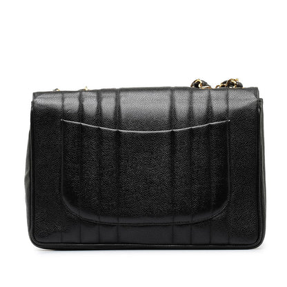 Chanel CC Caviar Vertical Quilted Single Flap Bag Leather Shoulder Bag in Good condition