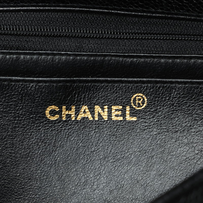 Chanel CC Caviar Vertical Quilted Single Flap Bag Leather Shoulder Bag in Good condition