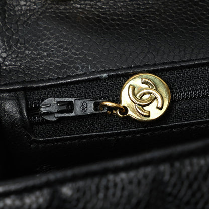 Chanel CC Caviar Vertical Quilted Single Flap Bag Leather Shoulder Bag in Good condition