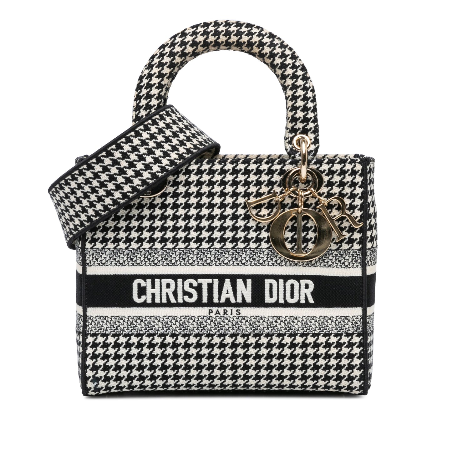 Medium Canvas Houndstooth Embroidered Lady D Lite