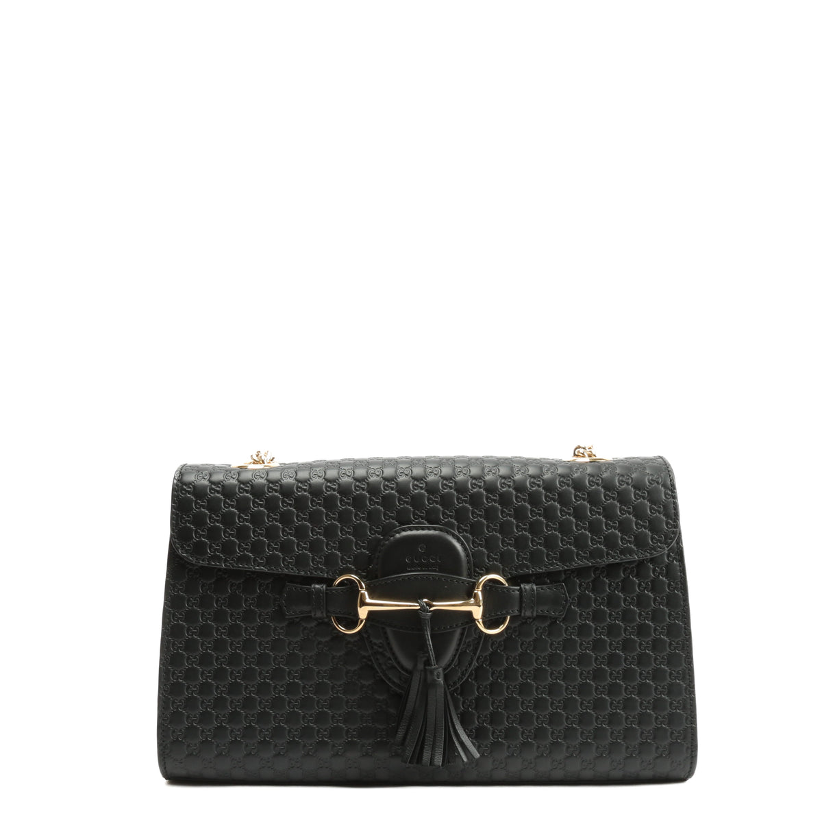 GUCCI Emily Guccissima Chain Shoulder Bag - Black
