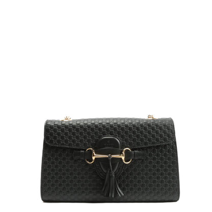 GUCCI Emily Guccissima Chain Shoulder Bag - Black