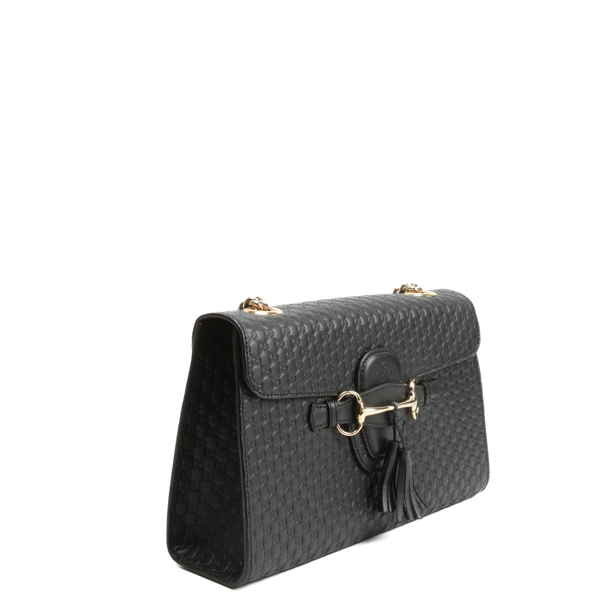 GUCCI Emily Guccissima Chain Shoulder Bag - Black