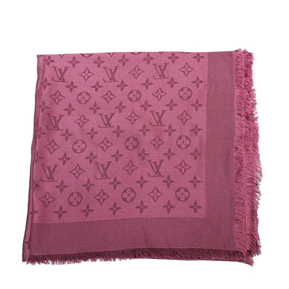 Louis Vuitton Wine Red Monogram Silk Wool Shawl