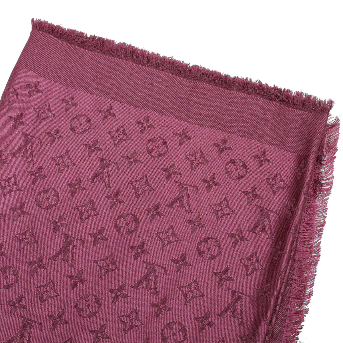 Louis Vuitton Wine Red Monogram Silk Wool Shawl