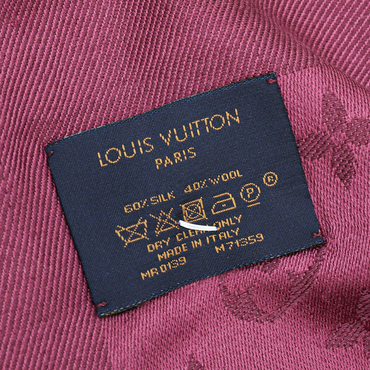 Louis Vuitton Wine Red Monogram Silk Wool Shawl