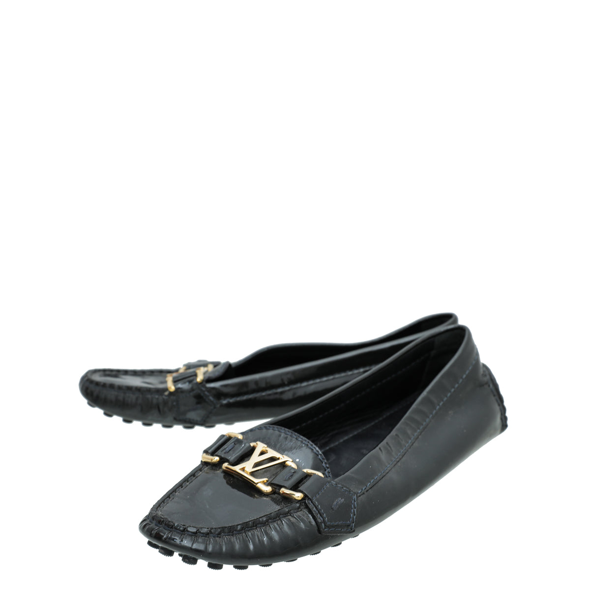 Louis Vuitton Noir Vernis Oxford Loafers 37