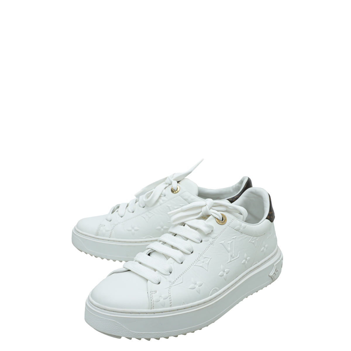 Louis Vuitton White Monogram Embossed Sneaker 38