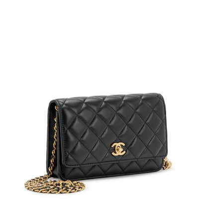 CHANEL QUILTED LAMBSKIN CC PEARL CRUSH WALLET ON CHAIN WOC