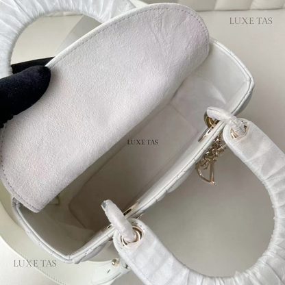 Latte Cannage Lambskin Small Lady D Bag Leather  Handbag for Women