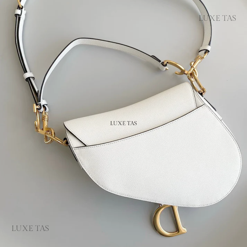 Latte Grained Calfskin Saddle Bag With Strap Leather Crossbody Bag for Women