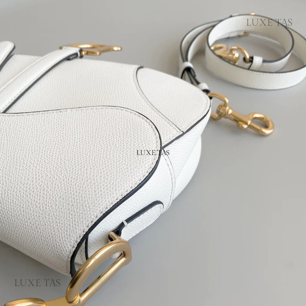 Latte Grained Calfskin Saddle Bag With Strap Leather Crossbody Bag for Women