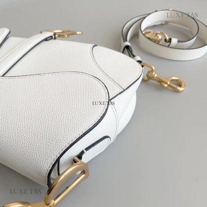 Latte Grained Calfskin Saddle Bag With Strap Leather Crossbody Bag for Women