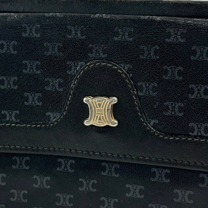 CELINE Macadam Triomphe Metal Clasp Folded Wallet Black Vintage  atgwbh