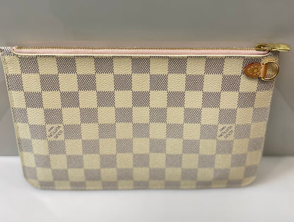 LOUIS VUITTON DAMIER AZUR NEVERFULL POCHETTE ROSE BALLERINE