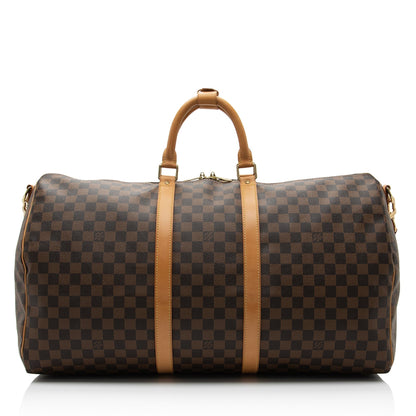 Louis Vuitton Damier Ebene Keepall Bandouliere 55 Duffle Bag
