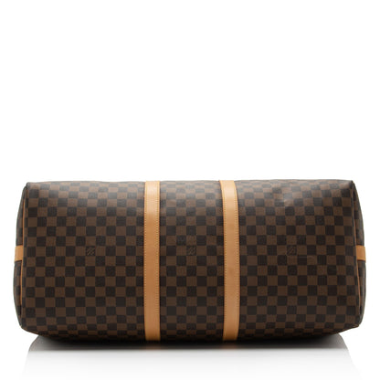 Louis Vuitton Damier Ebene Keepall Bandouliere 55 Duffle Bag