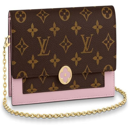 LV Flore Chain Wallet Rose Ballerine