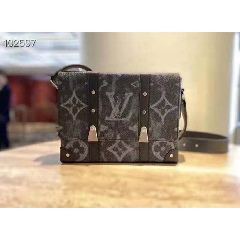 Louis Vuitton LV Men Trunk Messenger Monogram Pastel Noir Coated Canvas