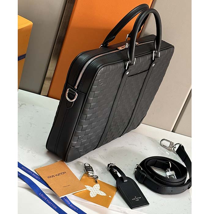 Louis Vuitton LV Uniisex Porte-Documents Voyage PM Black Damier Infini Cowhide Leather