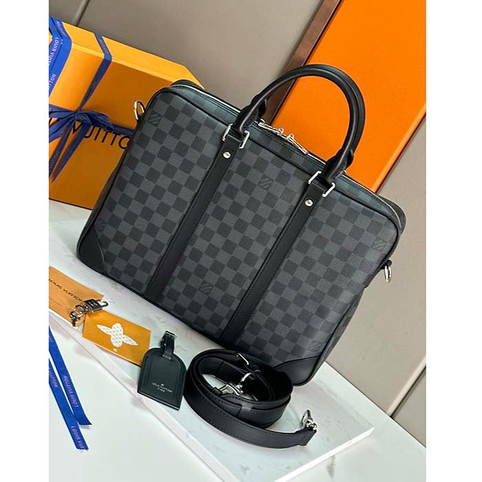 Louis Vuitton LV Uniisex Porte-Documents Voyage PM Damier Graphite Coated Canvas