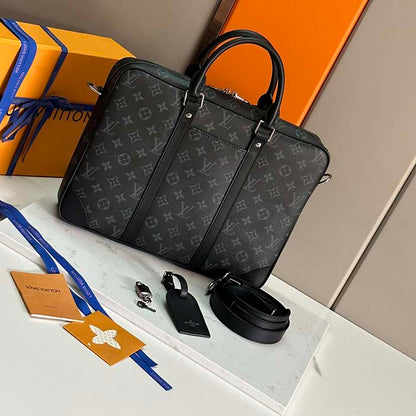 Louis Vuitton LV Uniisex Porte-Documents Voyage PM Monogram Eclipse Coated Canvas