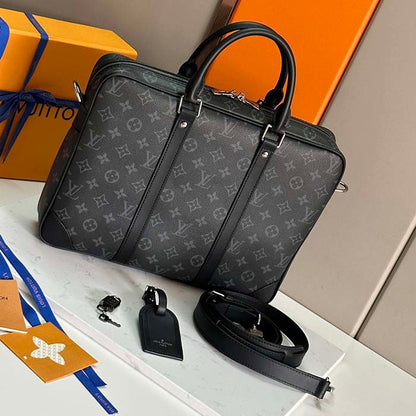 Louis Vuitton LV Uniisex Porte-Documents Voyage PM Monogram Eclipse Coated Canvas