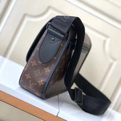 Louis Vuitton LV Unisex Archy Messenger MM Bag Monogram Macassar Coated Canvas