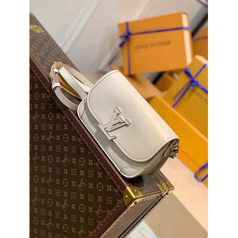 Louis Vuitton LV Women Buci Crossbody White Epi Grained Smooth Cowhide Leather