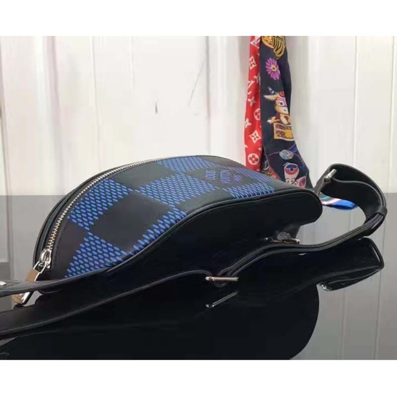 Louis Vuitton LV Unisex Campus Bumbag Navy Blue Black Damier Infini 3D Cowhide