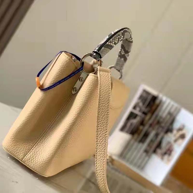 Louis Vuitton LV Women Capucines MM Handbag Grey Taurillon Cowhide