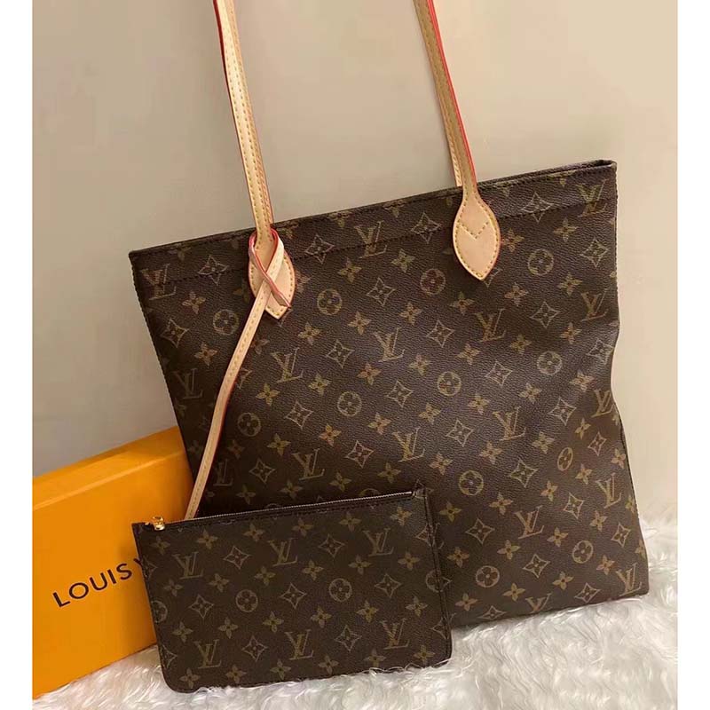 Louis Vuitton LV Unisex Carry It Brown Monogram Coated Canvas Cowhide Leather