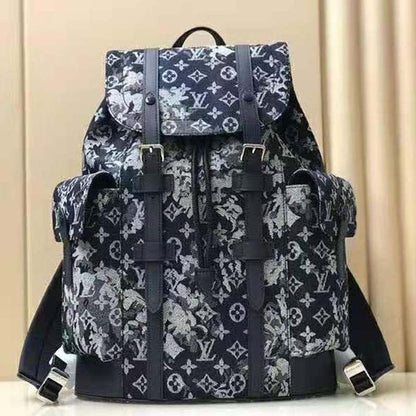 Louis Vuitton LV Unisex Christopher Backpack Monogram Tapestry Coated Canvas-Navy