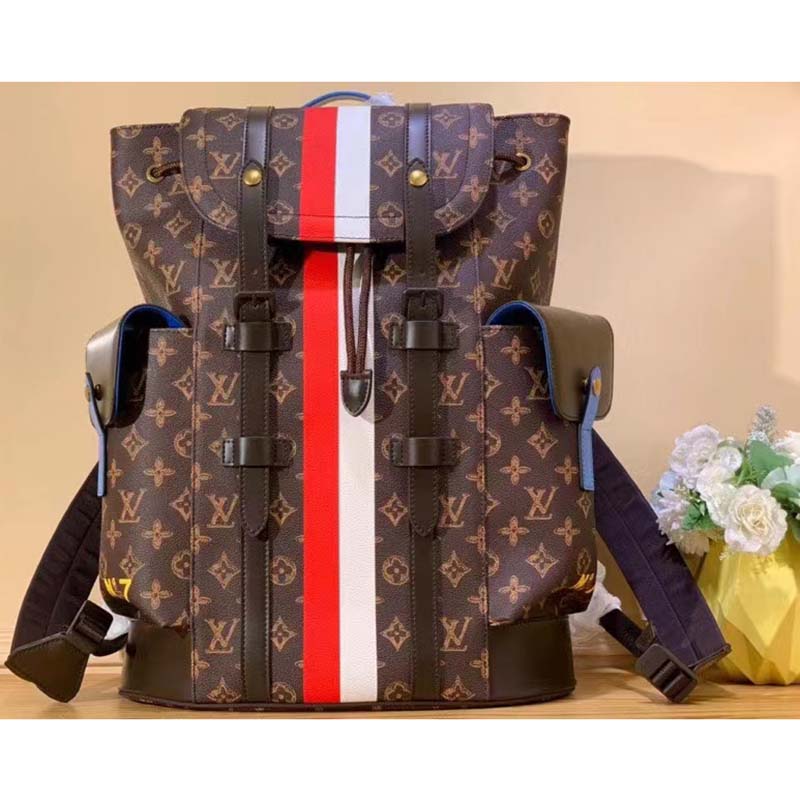 Louis Vuitton LV Unisex Christopher MM Backpack Monogram Canvas Cowhide Leather