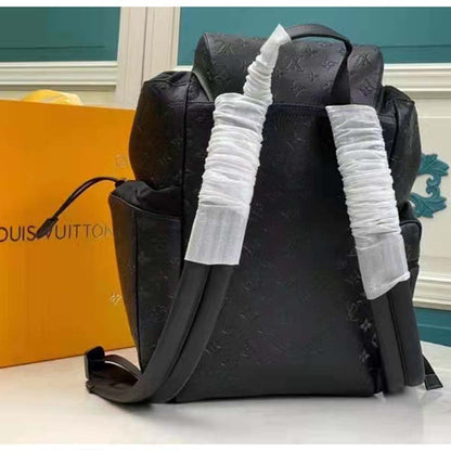 Louis Vuitton LV Unisex Discovery Backpack Black Monogram Shadow Calf Cowhide Leather