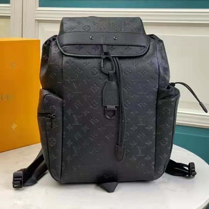 Louis Vuitton LV Unisex Discovery Backpack Black Monogram Shadow Calf Cowhide Leather