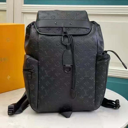 Louis Vuitton LV Unisex Discovery Backpack Black Monogram Shadow Calf Cowhide Leather