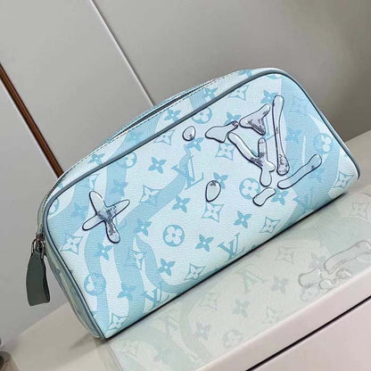 Louis Vuitton LV Unisex Dopp Kit Crystal Blue Monogram Aquagarden Coated Canvas