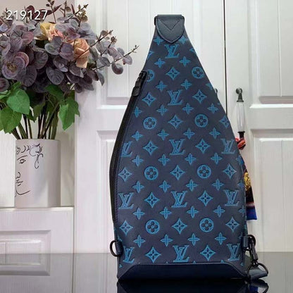 Louis Vuitton LV Unisex Duo Slingbag Navy River Blue Calf Leather