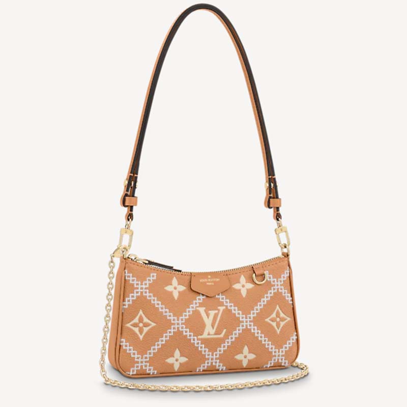 Louis Vuitton LV Unisex Easy Pouch On Strap Beige Monogram Supple Grained Cowhide